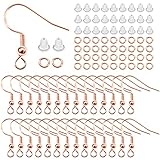 TOAOB 300 Stück Ohrringe Selber Machen Set Roségold mit 925 Versilbert Silber Ohrhaken Ohrring Verschlüsse und Biegeringe Schmuck Basteln Zubehör für DIY Ohrhänger Schmuckherstellung