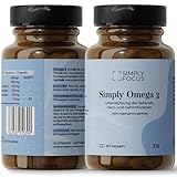 Simply Focus - Simply Omega 3-60 Kapseln mit je 1000 mg Fischöl – EPA & DHA zur Erhaltung der normalen Herz- und Gehirnfunktion und Unterstützung der Sehkraft – Gluten und Laktose frei