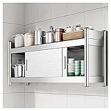 Edelstahl Hängeschrank mit Schiebetür, stabiles Wandregal für Küche, Bad oder Wohnzimmer 150x35x40 cm Silber - Moderne Aufbewahrungslösung