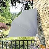 Holamys Faltbarer Balkonfächer Grau 140x140 cm, UV-beständiger Sichtschutz für Terrasse und Garten, wasserabweisender Sonnenschutz, pulverbeschichteter Stahlrahmen, klappbar