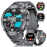 DREMAC Militär Smartwatch Herren mit 3 Armbänder/460mAh Akku,5ATM Wasserdicht Fitnessuhr,1.43'' Amoled Sportuhr mit 123 Sportmodi,Bluetooth Anrufe,24/7 Herzfrequenz,Schlafmonitor,Andoid iOS Kompatibel