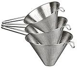 Space Home - 3 x Sieb - Spitzsiebset - Küchensieb Edelstah - Edelstahlsieb - Strainer - Spitzsieb Fein - Reissieb - Chinesisches Sieb - Durchmesser 14, 16 und 20 cm