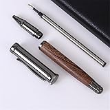 Holz Tintenroller Set, Hochwertiger Rollerball aus Holz mit inkl. 2 Ersatzminen Schwarz & Blau, Exklusives Business Geschenk Set, Eleganter Stift Luxus Bürogeschenk für Profis und Führungskräfte