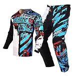 Willbros Jugend Jersey Hose Combo Kinder MX Motocross Getriebesatz Kinder Rennanzug Offroad MTB ATV Motorrad Jungen Mädchen Blau YL