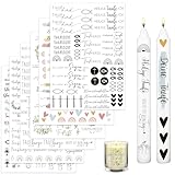 Kerzentattoos, 6 Stück A5 TaufkerzeKerzensticker,Taufe Deko,Kerzen Dekorieren Kerzen beschriften für Taufkerze basteln,Perfekte Dekoration für einzigartige Taufkerzen und handgemachte Kunstwerke