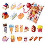 BQLYblink 20 Stück Miniatur Essen und Trinken, 1/12 Miniatur Lebensmittel Puppenhaus Zubehör, Mini Küche Resin Deko Set, mit Transparentem Aufbewahrungsbeutel, Schlüsselanhänger & Rundglöckchen