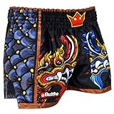 Buddha Fight Wear Retro-Hose Premium Fantasy Snake. Speziell für Kickboxen, Muay Thai, K1, Boxen, Schwarz , S