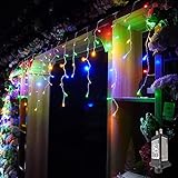 YASENN Lichterkette im Eiszapfen-Stil, 300 LEDs, 70 m, aktualisierbar, 8 Beleuchtungsmodi mit Timer, Eiszapfenlichter für Zuhause, Garten, Außen, Innenbereich, Traufendekoration (mehrfarbiges LED,