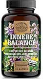 INNERE BALANCE® Passionsblume Johanniskraut Baldrian Hochdosiert -WICHTIG: Laborgeprüfte Markenkomplex Kapseln mit Hypericin, Hyperforin, Folsäure & Vitamin B12 DE SCHEUNENGUT®