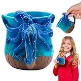 SPHERETRON 3D Oktopus Tasse Octopus Tasse Mit Oktopus Tentakelgriff 3D Kaffeetasse EröFfnungsgeschenke Für Jungen Und Mädchen Geschenke Für Schulanfang Geburtstagsgeschenke (A)