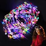 LED Blumen Kranz Stirnband,16 Stück Blume Krone,StirnBand Blumenkranz,Haar Blumenkranz Braut,Blumenkranz Blume Krone Stirnband,Haarband Blumen Hochzeit