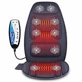 Snailax Massagesitzauflage mit Wärme, 10 Vibrationsmotoren Massageauflage mit Vibration für Rücken und Nacken, Sitzkissen zur Entspannung, Rückenmassagegerät für Hause Büro, Geschenke