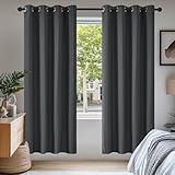 Deconovo Gardinen Blickdichte Vorhänge Verdunklungsvorhänge 2er Set H175 x B140 cm Wohnzimmer Curtains mit ösen Dunkelgrau