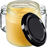 KADAX Kleine Einmachgläser 200 ml, Marmeladengläser, fi66 mm, Minigläser für Honig und Gewürze, Luftdichte Gläschen, Einweckglas, Gläser, Einweckgläser, Rundgläser (10 Stück, Schwarz)