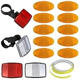 MOAZIFI 15 Stück Reflektoren Fahrrad Set, 10 Stück Katzenaugen Fahrrad Speichenreflektoren und 4 STK Fahrrad Reflektoren Vorne Hinten Und 8m Reflexstreifen, Für Rennrad, MTB, E-Bike