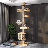 Mekidulu Kratzbaum deckenspanner,Kratzbau hoch,Kratzbaum, Raumkapsel,Katzenhängematte, Vollständig mit Sisalseil umwickelt,Raumkapsel,Katzenkäfig (240～280CM T03) deckenhoch,Mehreren Etagen