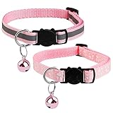 Halsband für Kätzchen, reflektierend, 2 Stück, Katzenhalsband, Anti-Strangulation, mit Glöckchen und Sicherheitsschnalle, verstellbare Kätzchenhalsbänder