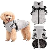 Hundemantel, Hundemantel wasserdicht mit Geschirr, reflektierende Winterjacke Warme Weste Hundekleidung Hund wasserdichter Mantel für kleine mittlere große Hunde (S M L-Grau) (S)