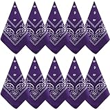 NACHLYNN 10 Stück Bandana Damen Herren,Bandana kopftuch Herren Paisley Muster Headwear Haar Schal Ansatz Handgelenk Kopf Biker kopftücher für damen (10, Lila)