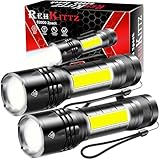 REHKITTZ Taschenlampe Multifunktional(Weißes,Rotes,Rot-weiß Blinkendes Begrenzungslicht),2000 Lumen Superhelligkeit LED (2 Stück), Kompakt und Langlebig,Außeneinsatz,Notfälle