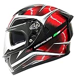 Motorradhelm Integralhelm DOT/ECE Zertifiziert,Full-Face Motorrad-Helm mit Doppelte Sonnenblende,Roller-Helm Scooter-Helm Sturz-Helm für Erwachsene Damen Herren I,L=59-60cm