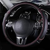 Auto Lenkradbezug, EIN 38cm Ultra-Dünnes Anti-Rutsch Lenkradbezug Leder, Steering Wheel Cover Vier Jahreszeiten Universell, Langlebig Auto Lenkradbezug(Schwarz)