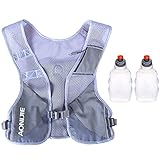 Ultraleicht Reflektierender Trinkrucksack Rucksack Trinkweste Marathon Running Rucksack für Damen Herren (Grau - mit 2 250ml Flaschen)