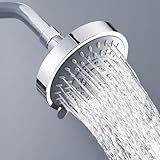 WANTOUTH Duschkopf 10cm Durchmesser 5 Strahlarten Regenduschkopf Wassersparende G1/2 Gewinde Regendusche Duschkopf 360 Grad Schwenkbar Silber Rund Regenbrause Duschbrause für Solardusche Badezimmer