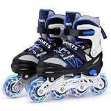 Inline Skates für Kinder Jungen Mädchen Anfänger, 4 Size verstellbare Rollschuhe mit Light Up Rollen. (S (EU28-32))