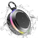 Dusch-Lautsprecher, Duschlautsprecher, wasserdicht, Duschlautsprecher mit IPX7 wasserdicht & Vakuum-Saugnapf, integriertes Mikrofon, kompatibel mit Smartphones, Tablets, PCs, iPads (schwarz)