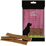 Schecker Hundeleckerli - Gourmet Kaustreifen mit Strauß 5 x 200 g - Lecker - weich - fettarm - Kaustange - Fleischstreifen - 5 x 200g