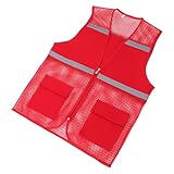 Zerodeko Rote Atmungsaktive Netz Arbeitsweste mit Reflektierenden Streifen und Reißverschluss Warnweste für Baustellen und Freiwillige Größe Xxxl