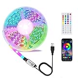 LED Strip 3m, USB RGB Streifen Mit App Fernbedienung, Music Sync Steuerbar Timer Einstellung, Band Selbstklebend Beleuchtung Lichter Verstellbare Helligkeiten Farbwechsel Für Tv/Schlafzimmer/Party