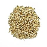 Leucasa 250 Stück Musterbeutelklammern 8X17mm Musterklammern Mini Brads Rundkopfklammern für Papierhandwerk, Kunsthandwerk, Kunstzubehör, Schul-DIY-Zubehör(Gold)