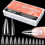 Alyvisun Lang Spitzen Halbe Abdeckung Nagelspitzen, 600 Stück Tips für Gelnägel, 12 Größen Falsche Nageltips für Nagelverlängerung, Maniküre, DIY