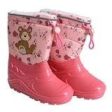 ESTEXO Kinder Gummistiefel Regenstiefel Thermostiefel Mädchen Jungen gefüttert Pink Bär 30