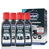 durgol swiss espresso Spezial-Entkalker – Kalkentferner für Kaffeemaschinen aller Typen und Arten – Einfache Reinigung ohne Einwirkzeit & Rückstände – Deutsche Version – 4x125ml