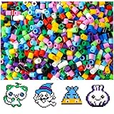 AUAUY 10 Farben Bügelperlen Set, 1100 Stück DIY-Perlen Geschenk für Kinder, 10 mm in Volltonfarben Mix, 3D Kinder Geschenk Bastelideen, Kreativer Bastelspaß für Groß und Klein