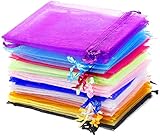 DERAYEE 60 stück Organzasäckchen, Organzabeutel 12 farbig Schmuckbeutel Organza Säckchen Hochzeit Geschenk 9 * 12 cm Organza Säckchen