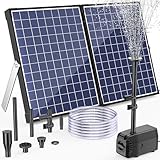 Biling Solar Teichpumpe 35W Solar Springbrunnen für außen 1600L/H, Solarbrunnen mit 2M Wasserleitung Solarpumpe mit Filter 5M Leitungslänge 2.5M Förderhöhe Solar Wasserpumpe Garten für Teich Pool