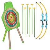 MENGDA Bogenschießset für Kinder, Bogen- und Pfeil-Set, Spielzeug-Set mit Bogen, Pfeilen, Zielscheibe zum Schießen im Stehen für Jungen und Mädchen