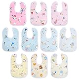 Vicloon Baby Lätzchen, 10 Stück Weiche Absorbierende und wasserdicht Halstücher, Sabberlätzchen Spucktücher, Super Saugfähige Bio-Baumwoll Halstuch Babys, Baby mit Druckknopf für Junge und Mädche