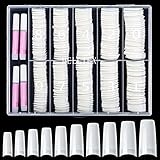 500 Stück French Künstlich Nageltips Set Falsche Acryl Nägel Tips Nagelverlängerung Nagelspitzen Fake Fingernägel Zubehör mit 4 Stück Kleber für Nageldesign Gelnägel, Natur