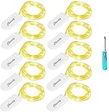 LED Lichterkette Batterie, 2M 20LED Mini Lichterketten Silberdraht Batteriebetrieben, IP65 Wasserdicht, Fairy Lights String Battery für Innen Außen, Weihnachten, Beleuchtung Deko 10 Stück (Warmweiß)