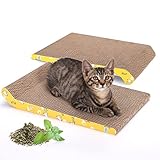 Nobleza 2 Stücke Katzen kratzbrett mit Minze, Wellpappe Kratzmatten, Recycelbar Qualitäts-Pappe Kratzpad,Kratzpads Beidseitig Erhältlich, 40 x 25cm