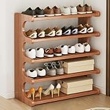 Schuhregal aus Bambus mit 5 Etagen, freistehend, Orga, großes Fassungsvermögen, Aufbewahrungsregal für Flur, Schlafzimmer, Eckvitrine, 70 cm, Braun