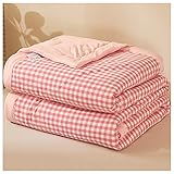 Generisch Sommer-Kühldecke, Sommer-Bettdecke, Einzel- und Doppeldecke, 100% Gewaschene Baumwolle, leichte Daunen-Kühldecke, atmungsaktiv, wendbar, maschinenwaschbar, Bettdecke, D, 180 x 220 cm