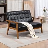SHUGUANG 2 Sitzer Doppelsitzsofa, 114x73.5x75 cm Loveseat mit Schwammauflage, Bequemer und Atmungsaktives Polyester, Massivholzsessel, für Wohnzimmer/Schlafzimmer/Büro/Freizeitbereich