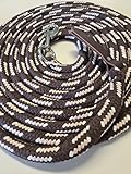 Bodenleine Bodenseil 4 Meter braun-beige-Natur Baumwolle mit Karabiner und Lederklatsche
