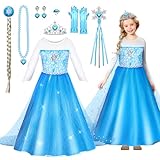 Luucio Eiskönigin Kostüm Mädchen Prinzessin Kostüm Mädchen Krone Zubehör für Mädchen 3-10 Jahre Halloween Rollenspiel Kit